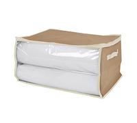 HOUSE COLLECTION Boîte Box en TNT, housse couverte avec fenêtre en PVC 50 x 40 x 25 cm Enveloppe compacte Couvertures de couette Vêtements Pliable Fermeture Zip, Moutarde