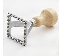 HOUSE COLLECTION, Moule à pâtes et raviolis, carré, Manche en Bois, Acier Inoxydable, 4,8 cm