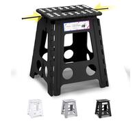 HOUSE DAY 40cm Tabouret Pliant - Taille Cuisine Adulte Tabouret d'étape Pliant économiser de l'espace Jardin Salle de Bains Tabouret Pliant Durable Tabouret en Plastique Robuste Tabouret Pliant,Noir