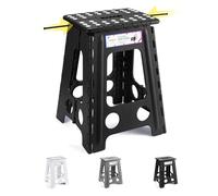 HOUSE DAY 46cm Tabouret Pliant - Taille Cuisine Adulte Tabouret d'étape Pliant économiser de l'espace Jardin Salle de Bains Tabouret Pliant Durable Tabouret en Plastique Robuste Tabouret Pliant,Noir