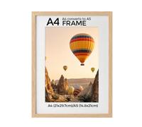HOUSE DAY Cadre Photo A4 en Bois 21x30cm - Cadre Moderne en Plexiglas pour Poster et Document - MDF (Nature)