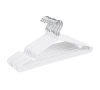 HOUSE DAY Lot de 20 Cintres en Métal et Plastique - Blancs pour Chemises et Vêtements Peu Encombrants - Robustes et Antidérapants pour Adultes