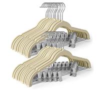 House Day Lot de 24 cintres en Velours avec Clips Ultra Fins et antidérapants pour économiser de l'espace (Beige)