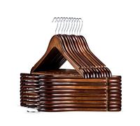 HOUSE DAY Lot de 30 cintres en bois de noyer - Surface lisse - Cintres stables avec crochet rotatif à 360° et rainures d'épaules - En bois massif - Pour costumes, vestes, chemises et garde-robe