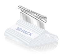 HOUSE DAY Lot de 30 cintres pour enfants en velours, 28 cm, design cranté, ultra fins, peu encombrants, crochets rotatifs à 360 °, antidérapants, blancs
