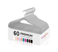 HOUSE DAY Lot de 60 cintres gris en velours de qualité supérieure - Cintres antidérapants en feutre - Cintres robustes et durables pour économiser de l'espace - Pas de marques de cintre - Rotation à