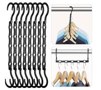 HOUSE DAY Lot de 8 cintres Magiques Peu encombrants en Plastique Robuste avec 5 Trous pour vêtements Lourds Noir