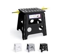 HOUSE DAY Marchepied pliable de 33 cm de hauteur moyenne et robuste pour adultes, grand marchepied pliable antidérapant portable en plastique pour enfants - Noir