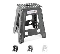 HOUSE DAY Marchepied pliable de 43,2 cm pour adulte - Grand marchepied pliable en plastique robuste, léger, facile à transporter, pliable pour intérieur et extérieur, gris