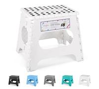 HOUSE DAY Tabouret Pliant 27 cm, Marchepied Pied Pliable, 150kg Capacité, Tabouret Pliable, Léger et Compact pour Cuisine, Salle de Bain, Jardinage- Blanc