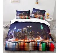 House De Couette Cm X Cm Ville Am¿¿Ricaine Housse Couette Ado Avec Deux Taies D'oreiller X Cm Doux Confortable Polyester-Coton Linge De Lit