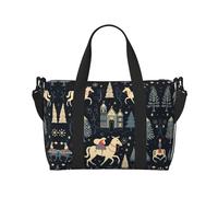 House Deer Tree Sac de voyage avec imprimé sapin de Noël, idéal pour la salle de sport et les voyages, idéal pour les escapades sportives du week-end, noir, One Size