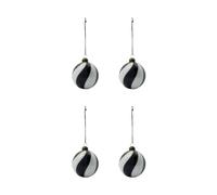 House Doctor Boule de Noël Coil Ø8 cm. lot de 4 Noir et blanc
