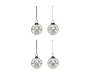 House Doctor Boule de Noël Leaf Ø7.5 cm lot de 4 Clair-or