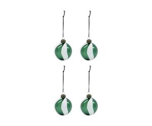 House Doctor Boule de Noël Twister Ø6 cm lot de 4 Vert-blanc