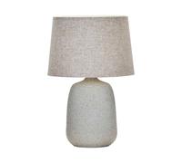 Lampe à poser en grès blanc, abat-jour tissu, E27, 1 ampoule - House Doctor, Tana - 30x30x46 cm