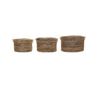 House Doctor Panier de rangement Dungi bas. lot de 3 Noir-naturel