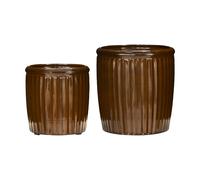 House Doctor Pot Groove 2 pièces small Marron