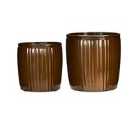 House Doctor Pot Groove 2 pièces small Marron