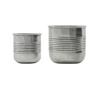 House Doctor Pot Groove aluminium ovale. 2 pièces Argent antique