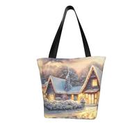 House Fashion Sac fourre-tout en toile avec motif imprimé sur toute la surface, grand sac fourre-tout réutilisable avec double poignée, sac de plage, sac de week-end