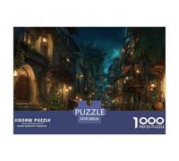 House Festive Gift Jigsaw Charming Street View Town Puzzle 1000 Pieces, Educational for Kids Adults, UK Holiday Family Bonding & Cognitive Game 38x26cm/1000pcs