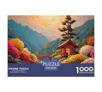 House Green Grass and Flowers 1000 Pièces Carton Extra-épais Coffret De Puzzles Mountain Valley Cottage Stimulant Et Éducatif Défi Unique Puzzles pour Adultes Et Enfants 38x26cm/1000pcs