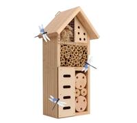 House - Habitat en bois à suspendre, boîte de maçon en plein air | Abri de pollinisateurs pour coccinelles, papillons, abeilles sauvages, abri de jardin avec terrasse