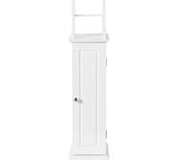 House & Homestyle Coughton White Holder, Free Bathroom Loo Roll/Toilet Brush Slimline Unit Storage Solution, 2 Layered Stand with Cabinet Wood Finish,