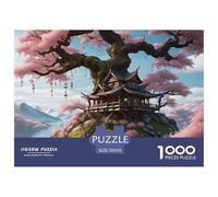 House Jigsaw The Cottage Under The Cherry Blossom Tree Puzzle 1000 Pieces - Educational Game for Adults and Children, Family Bonding Indoor Leisure Toy 70x50cm/1000pcs