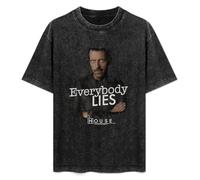 House M.D Everybody Lies Unisex T-Shirt Printed Tee Graphic Top Men Black Shirt S