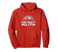 House Music Detroit Militia Graphic pour Homme Sweat à Capuche, Unisexe pour Adultes, Rouge, S