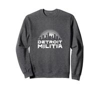 House Music Detroit Militia Graphic pour Homme Sweatshirt, Unisexe pour Adultes, Chiné Foncé, XL