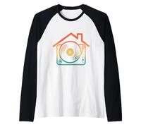 House Music DJ Platine Vinyle rétro dégradé Art Manche Raglan