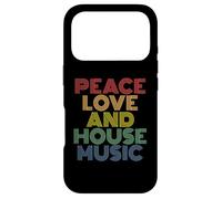 House Music Peace Love Retro EDM Raver DJ Techno Style Coque pour iPhone 17 Pro