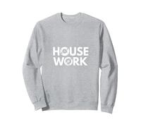 House Music Work - Cadeau pour Fan de Disque Vinyle DJ Sweatshirt, Unisexe pour Adultes, Gris Chiné, M