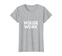 House Music Work - Cadeau pour Fan de Disque Vinyle DJ T-Shirt, Femme, Gris Chiné, L