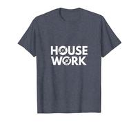 House Music Work - Cadeau pour Fan de Disque Vinyle DJ T-Shirt, Homme, Bleu Chiné, XL
