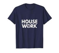 House Music Work - Cadeau pour Fan de Disque Vinyle DJ T-Shirt, Homme, Bleu Marine, L