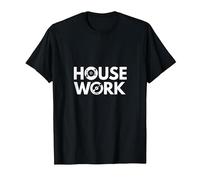 House Music Work - Cadeau pour Fan de Disque Vinyle DJ T-Shirt, Homme, Noir, M
