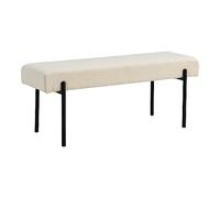 Banc Swindon - Banc en bouclé, blanc avec pieds noirs, 1x36x42,5 cm, HN1232