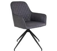 Chaise de salle à manger pivotante en cuir synthétique gris foncé avec pieds noirs House Nordic
