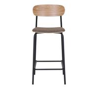 HOUSE NORDIC Chaise de comptoir avec dossier en bois de frêne et pieds noirs - Marron