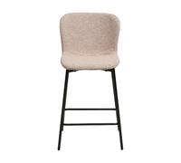 HOUSE NORDIC Chaise de comptoir en tissu bouclé avec pieds noirs - Beige
