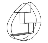 HOUSE NORDIC Étagère murale, 3 niveaux, forme organique, acier, noir, 60 x 12 x 60 cm