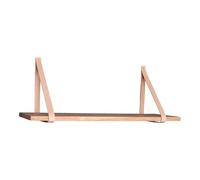 House Nordic Étagère Murale en Bois Naturel avec lanières en Cuir Marron 120 x 20 cm