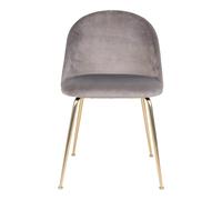 House Nordic Geneve Chaise de salle à manger - Velours - Pieds dorés - Design scandinave (gris)