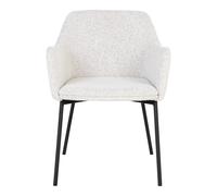 HOUSE NORDIC Melilla Chaise de salle à manger en tissu bouclé avec pieds noirs - Blanc