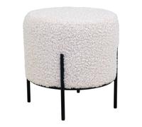 House Nordic Pouf Alford Blanc Mouton Optique Tabouret Rond D'Appoint 35x37 CM