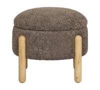 House Nordic Pouf rond en tissu avec rangement marron - Ø 45 x 36 cm